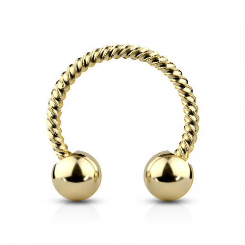 Zlatý piercing podkova vrúbkovná 1,2 x 8 mm