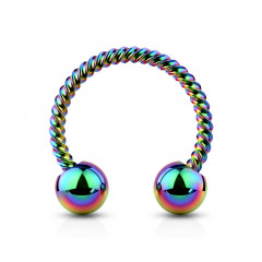 Dúhový piercing podkova vrúbkovná 1,2 x 8 mm
