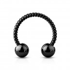 Čierny piercing podkova vrúbkovná 1,2 x 8 mm