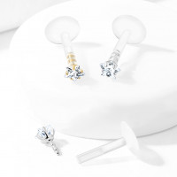 Pozlátený BioFlex piercing do brady 1,2 x 6 mm, hviezdička