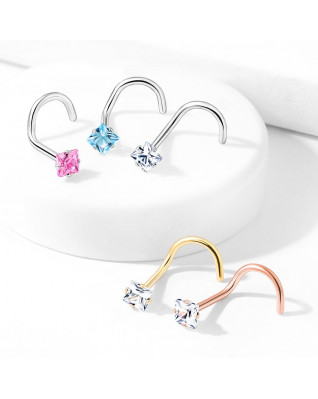 Zahnutý piercing do nosa štvorček