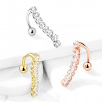 Obrátený piercing do pupku, číre zirkóny