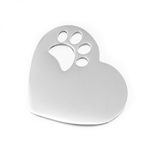 Oceľový prívesok srdca s psou labkou