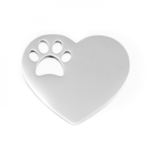 Oceľový prívesok srdca s psou labkou
