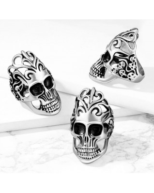 Oceľový motorkársky prsteň - lebka