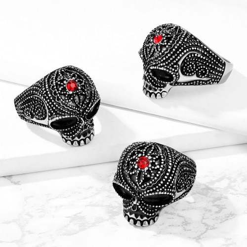 Oceľový motorkársky prsteň - lebka