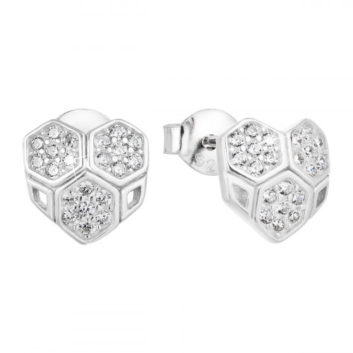 Strieborné náušnice srdca so zirkónmi