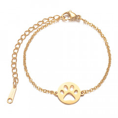 Pozlátený oceľový náramok psie labka