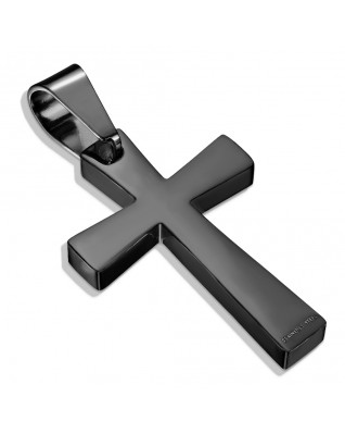 Čierny oceľový prívesok - kríž