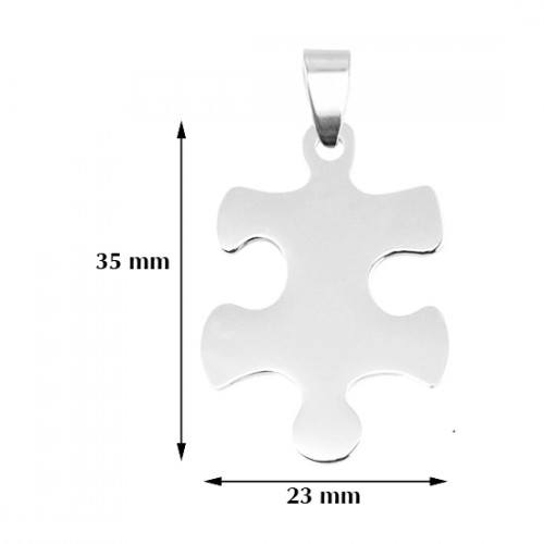 Oceľový prívesok - doštička puzzle ľavé