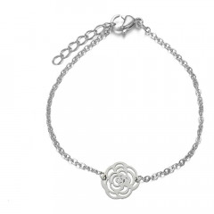 Dámsky oceľový náramok s ružou