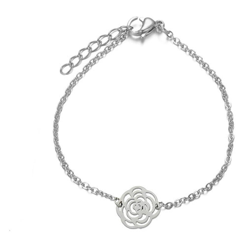 Dámsky oceľový náramok s ružou