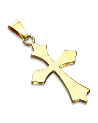 Pozlátený oceľový prívesok - kríž