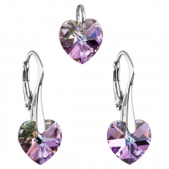 Súprava náušníc a prívesku so srdiečkami Crystals from Swarovski® Vitrail Light