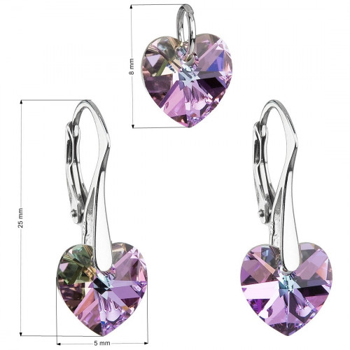 Súprava náušníc a prívesku so srdiečkami Crystals from Swarovski® Vitrail Light