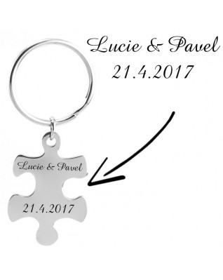 Oceľový prívesok na kľúče - puzzle