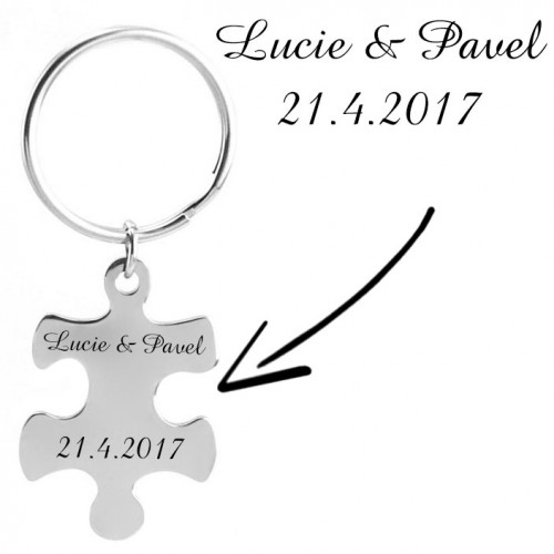 Oceľový prívesok na kľúče - puzzle