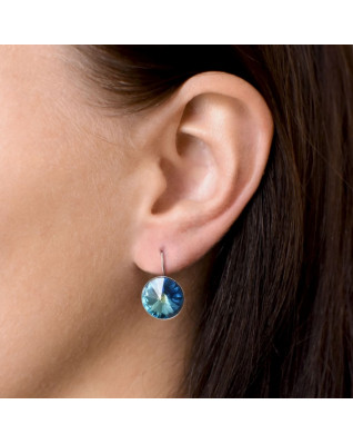 Strieborné náušnice s kryštálmi Crystals from Swarovski® Bermuda Blue