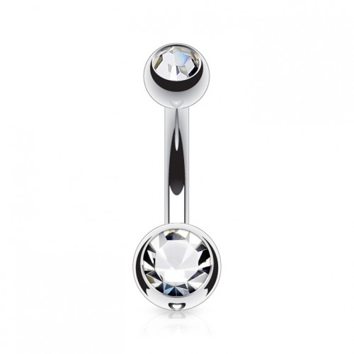 Piercing do pupku - banánik malý 1,6 x 8 mm, CRYSTAL