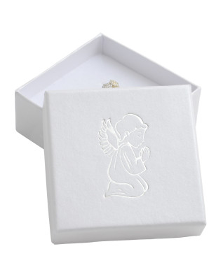 Biela darčeková krabička, striebra anjel
