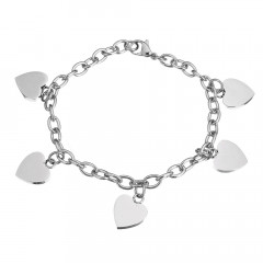 Dámsky oceľový náramok so srdiečkami