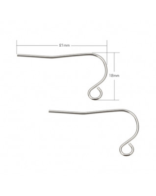Oceľové náušnicové zapínanie otvorené - afro háčik 14x21mm