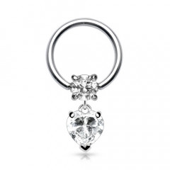 Piercing - kruh s ozdobným srdiečkom 1,2 x 10 mm