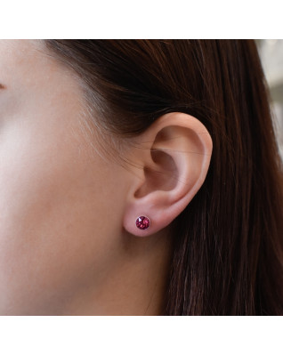 Strieborné náušnice s kryštálmi Crystals from Swarovski® Fuchsia