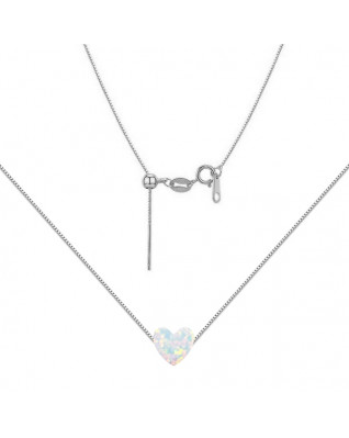 Strieborný náhrdelník srdce opál