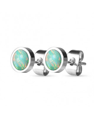 Oceľové náušnice s opálmi 8 mm