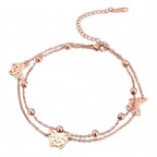 Dvojitý oceľový náramok na nohu s motýlikmi