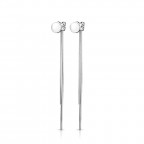 Visiace oceľové náušnice - biele kolieska