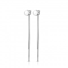Visiace oceľové náušnice - biele kolieska