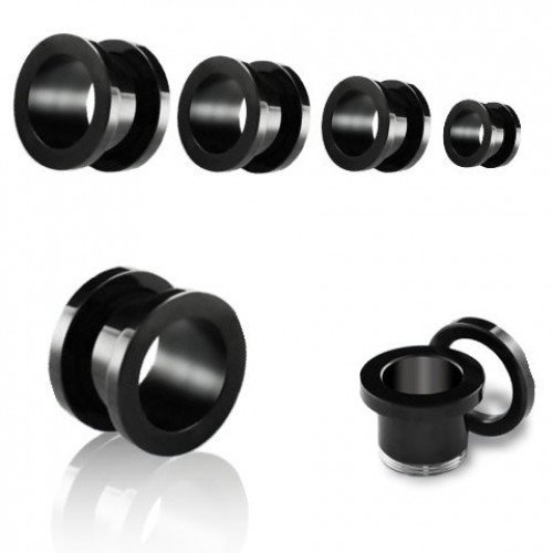 Oceľový tunel do ucha - čierny