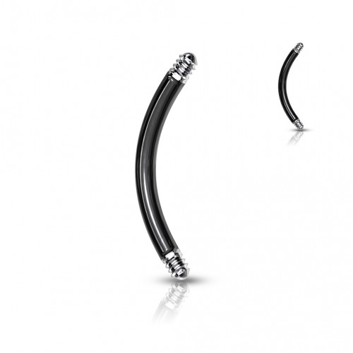 Piercing - sčerná náhradná tyčka zahnutá 1,2 x 8 mm