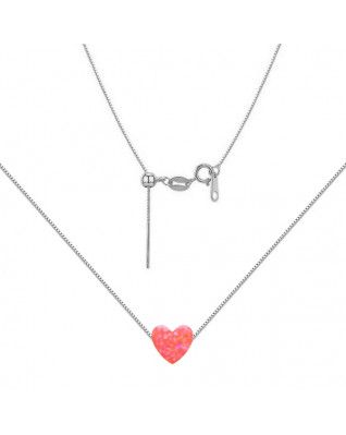 Strieborný náhrdelník srdce opál
