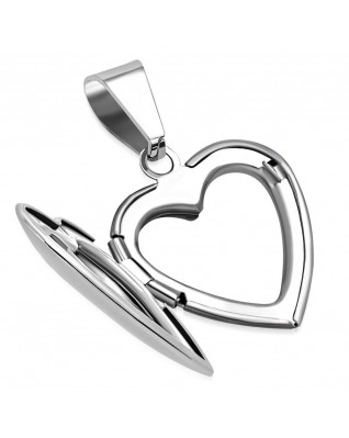 Oceľový prívesok - medailón otváracie srdce