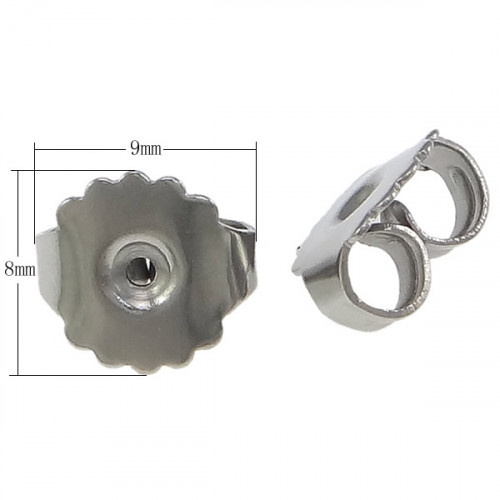 Náušnicový puzetový uzáver oceľový 8 x 9 mm - 1 kus