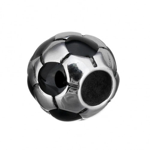 Navliekací oceľový prívesok korálek - futbalová lopta