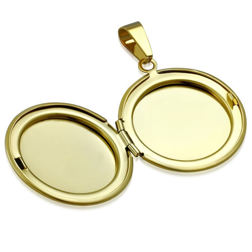Pozlátený oceľový prívesok - medailón otvárací kruh