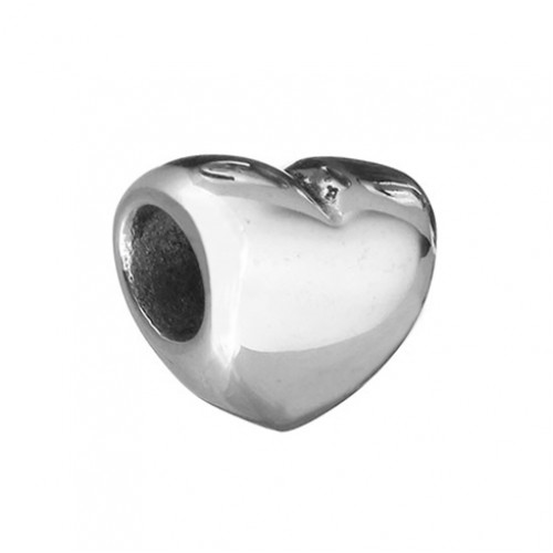 Navliekací oceľový prívesok korálek - srdiečko