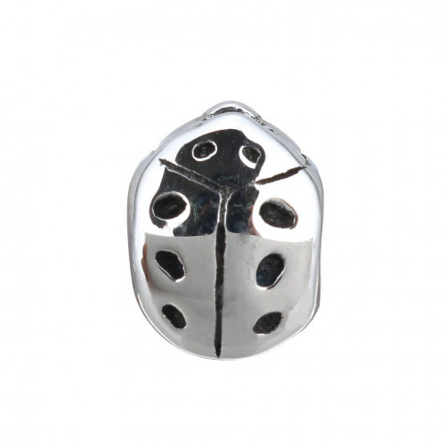 Navliekací oceľový prívesok korálek - lienka