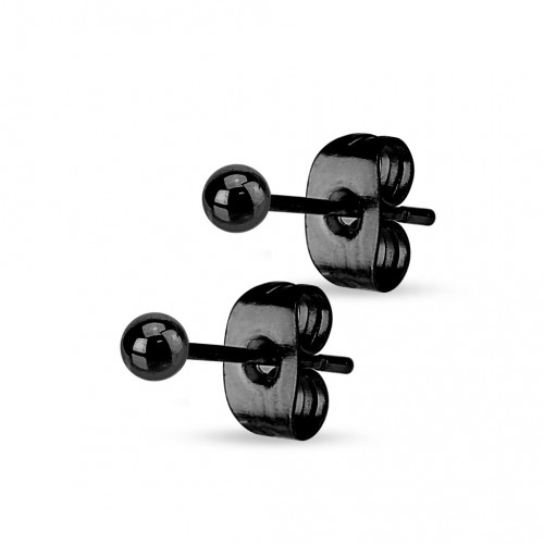 Oceľové náušnice - guličky čierne