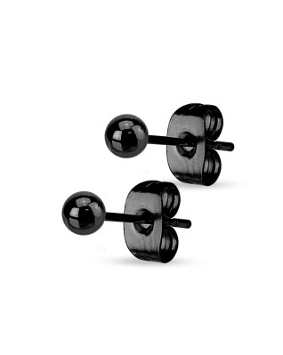 Oceľové náušnice - guličky čierne