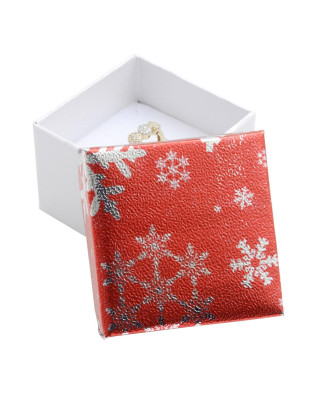 Vianočná darčeková krabička na prsteň alebo náušnice - červené viečko