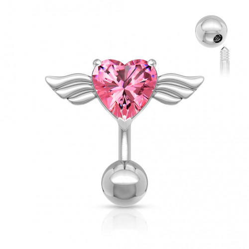 Piercing do pupku - okrídlené srdce