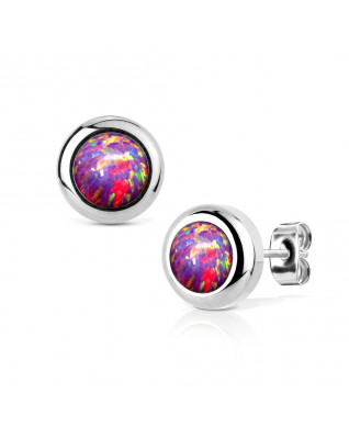 Oceľové náušnice s opálmi 6 mm