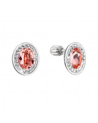 Strieborné náušnice kôstky so Swarovski kryštálmi oranžový oválik
