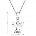 Strieborný náhrdelník anjel so Swarovski kryštálmi biely