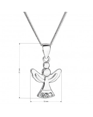 Strieborný náhrdelník anjel so Swarovski kryštálmi biely